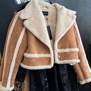 Dolce Cabo Brown Teddy Jacket with Cream Accents